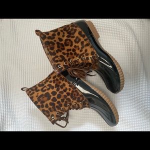 Leopard Print Duck Boots